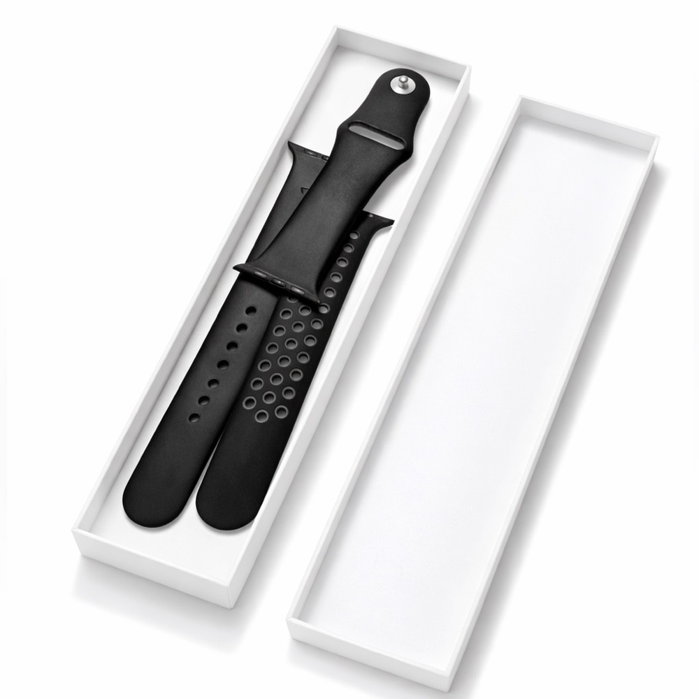 Apple Black Silicone Sport Watch Bands S/M & M/L Set (2 Bands)